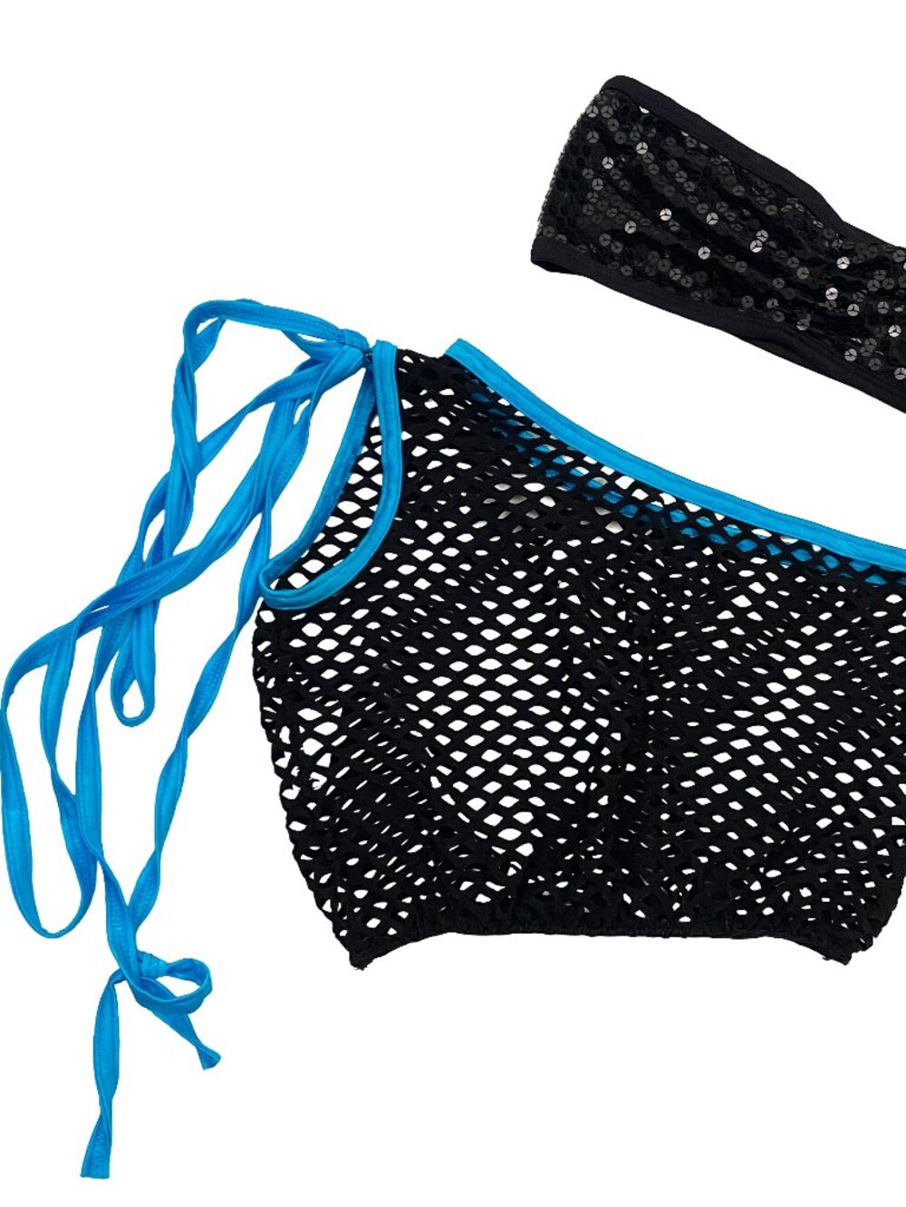 Cropped fishnet top and bebe bralette